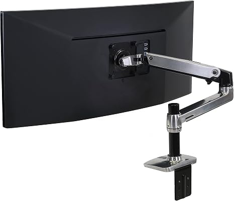 Ergotron, LX Monitor Arm, Single Monitor Desk Mount, fits Flat Curved Ultrawide Computer Monitors up to 34 Inches, 7 to 25 lbs, VESA 75x75mm or 100x100mm, Polished Aluminum