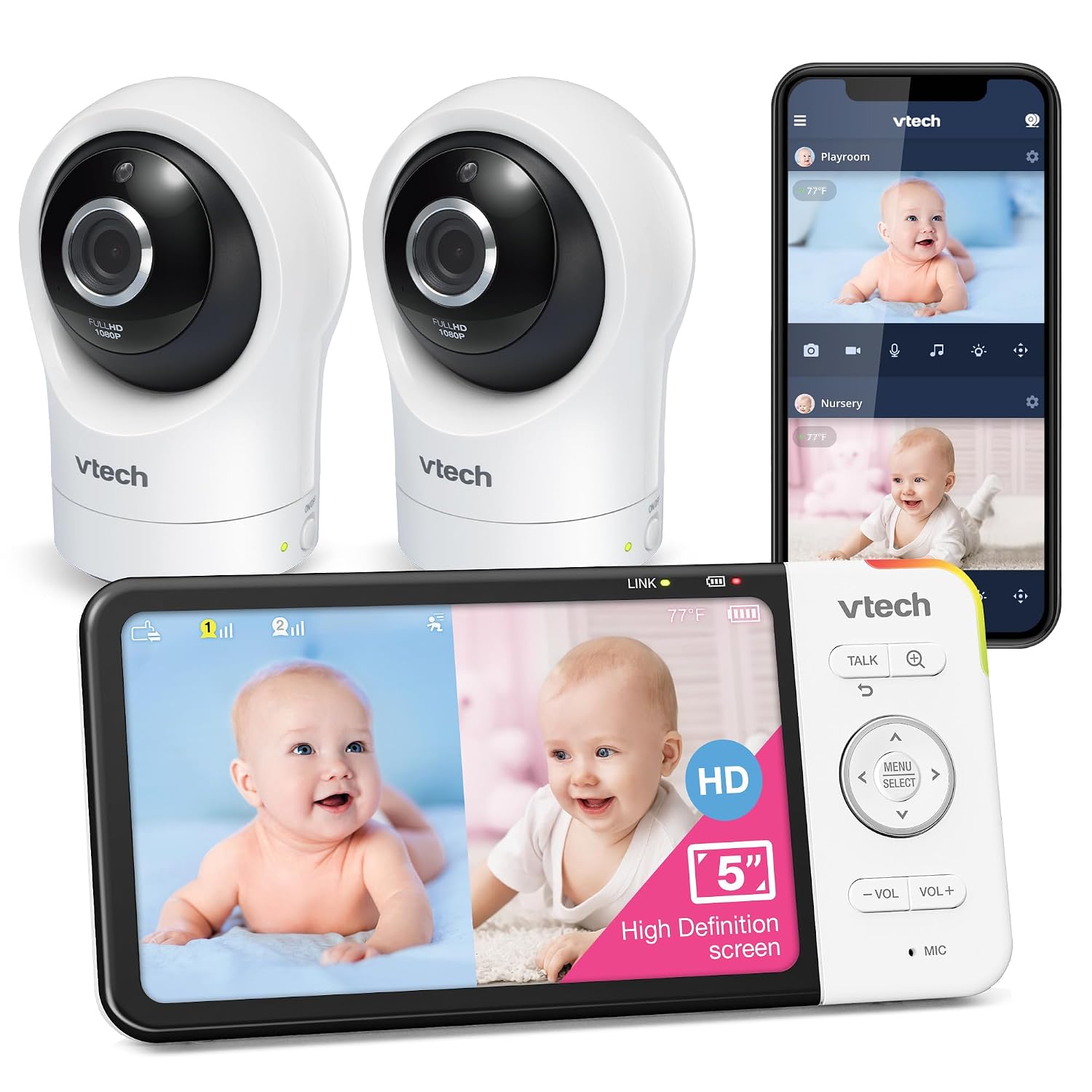 VTech RM5764-2HD 1080p Smart WiFi Baby Monitor with Two Cameras