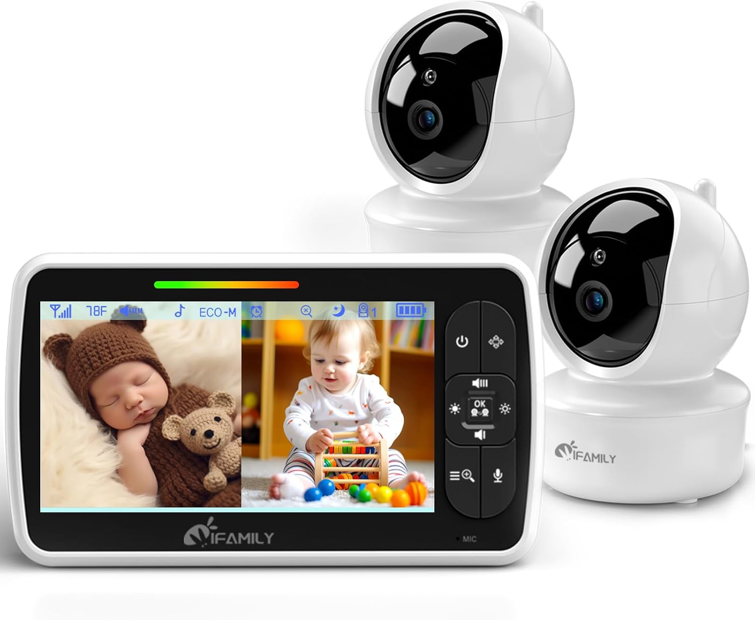 iFamily 5"Split Screen Baby Monitor with 2 Cameras and Audio n Night Vision