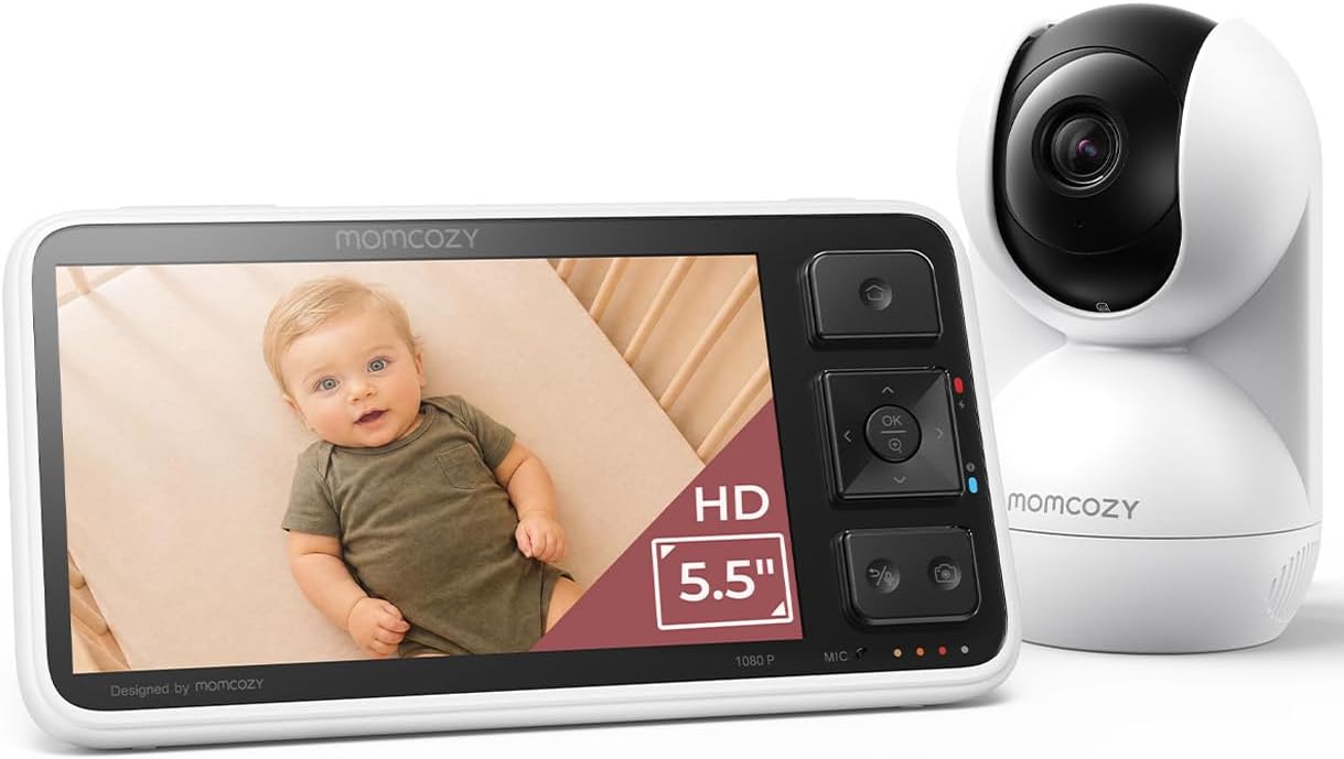 Momcozy No WiFi Baby Monitor,5.5'' 1080P Full HD Screen,Smart Notifications