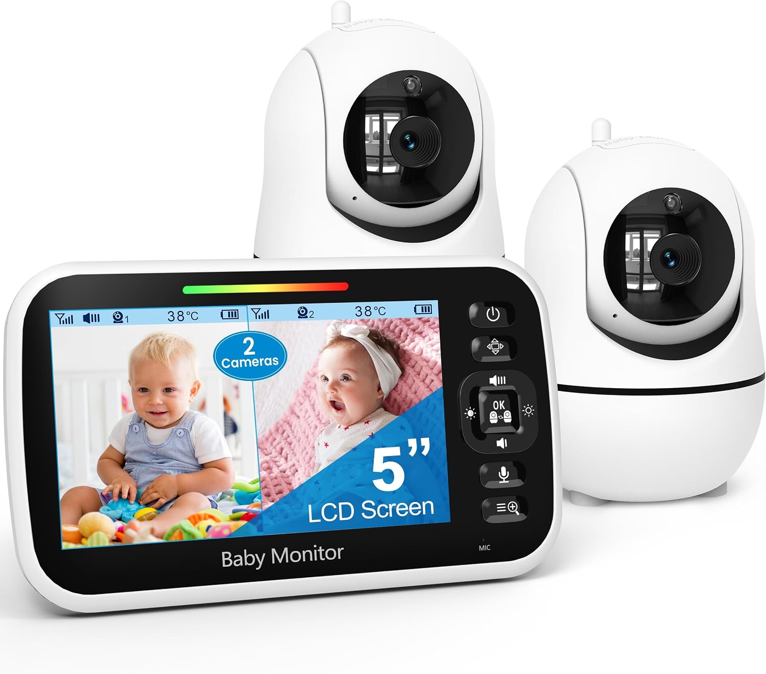 GoodBaby Split Screen Baby Monitor with 2 Cameras and Audio