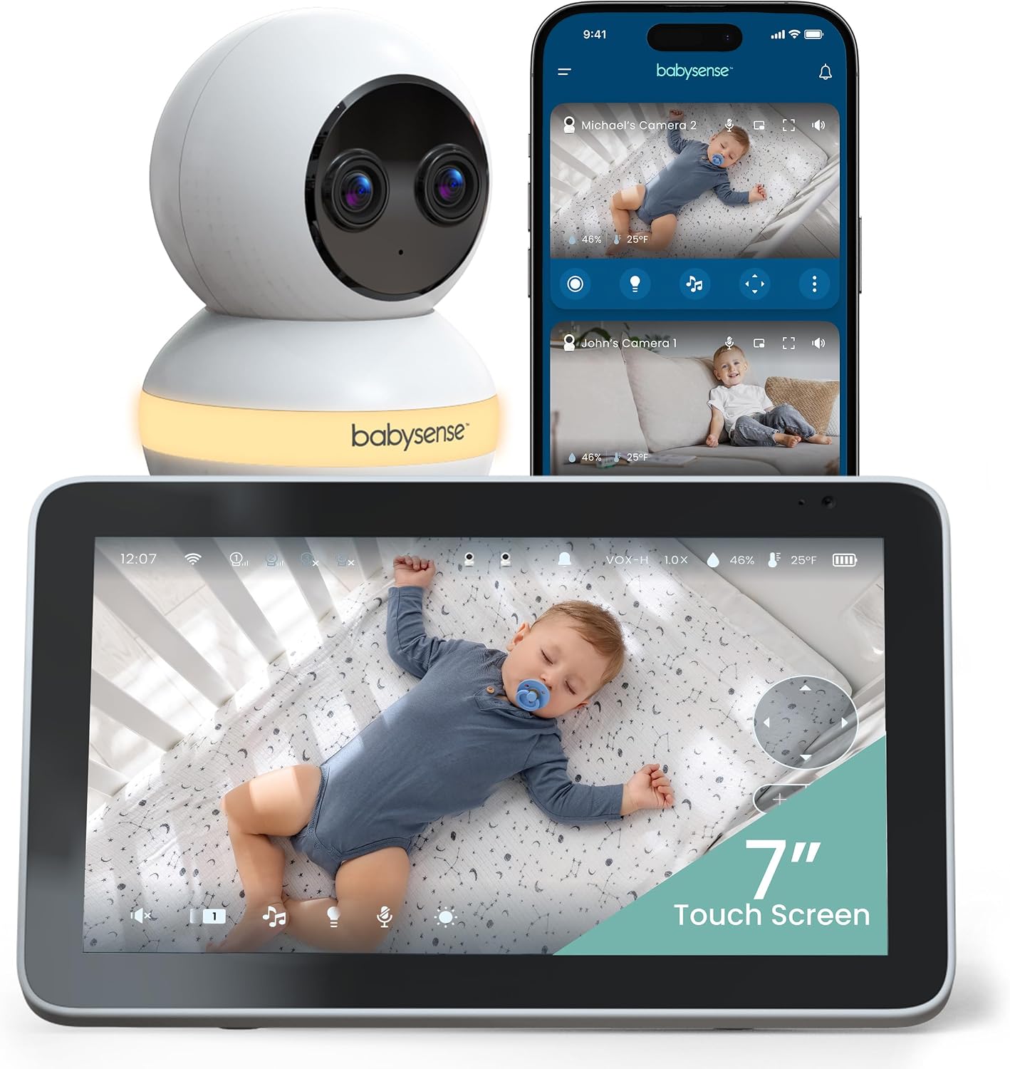 Babysense Touch 7 inch smart WiFi baby monitor with app